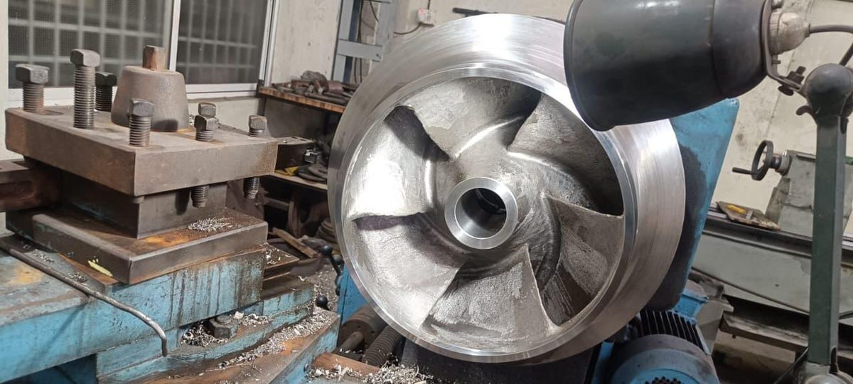 Impeller machining on a lathe