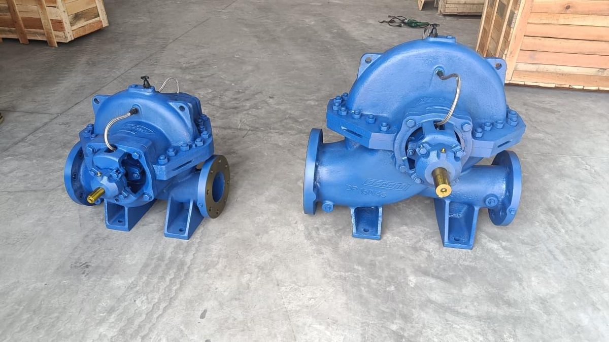 Pair of split case pumps ready for dispatch