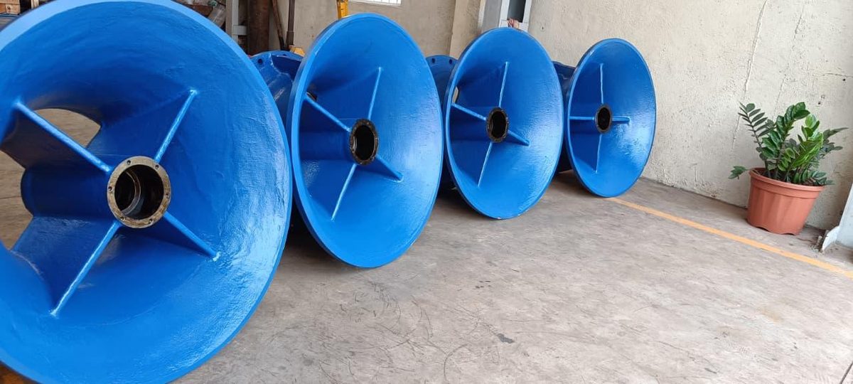 Batch of blue pump bowl housings
